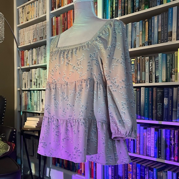 Hippie style flower pattern brown long sleeve shirt - Picture 2 of 7